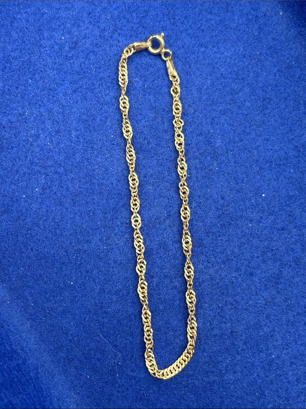 10K Gold Rope Chain Bracelet - Classic Link Design